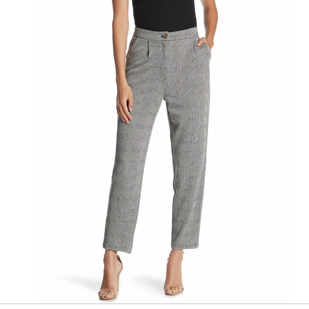 PLAID HIGH WAIST ANKLE PANTS